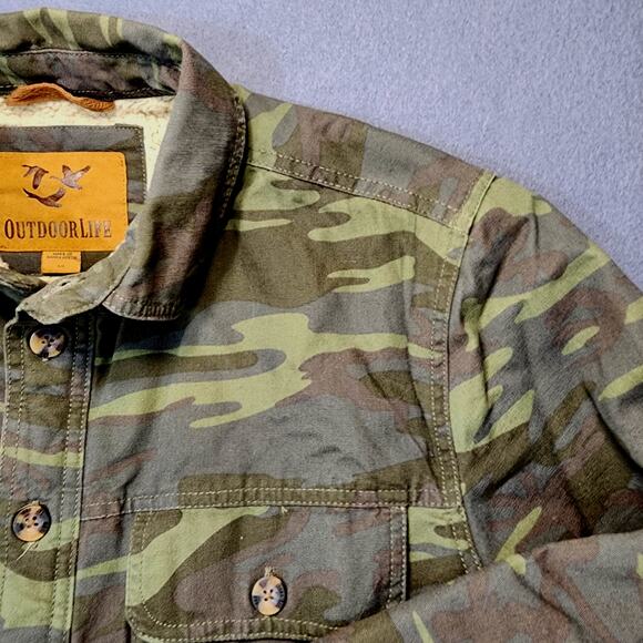 Outdoor Life Mens Jacket Small Camo Sherpa Lined Outdoor Chores Hunting Shacket - Picture 7 of 12